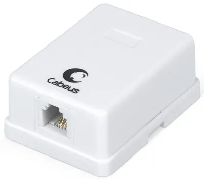 Розетка Cabeus WS-6P4C-TEL-1 телефонная RJ-12(6P4C), одинарная, внешняя, белая