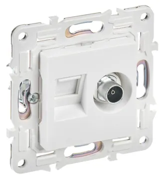 Розетка комбинированная IEK SK-AK20-1-K01 SKANDY TV+RJ45 кат.5E SK-A14W Арктический белый