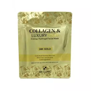 Маска д/лица гидрогелевая с золотом Collagen&amp;luxury gold energy hydrogel facial mask 3W Clinic 30г