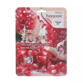 Маска для лица тканевая с экстрактом граната Fresh pomegranate mask sheet 3W Clinic 23мл