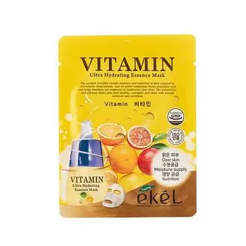 Маска для лица тканевая с витаминами Vitamin Ekel/Екель 25мл