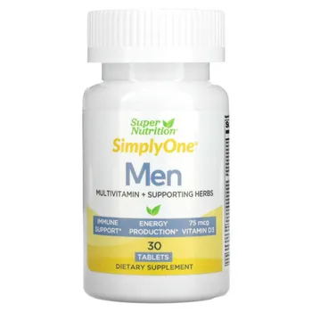 Super Nutrition, SimplyOne, мультивитаминная добавка тройного действия для мужчин, 30 таблеток