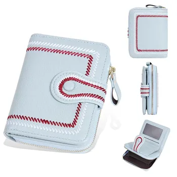 Men Women Zipper Short Card Holder PU Leather Purse Vintage Coin Holder Wallet коричневый