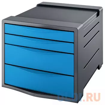 Блок из 4 закрытых лотков для бумаги, настольный, ESSELTE "VIVIDA", 285х245х365 мм, синий, 623961
