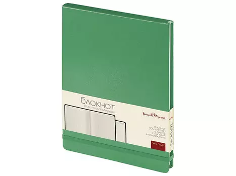 Бизнес-Блокнот А5, 100 л., твердая обложка, балакрон, открытие вверх, Bruno Visconti, Зеленый