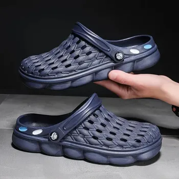 YRZL Fashion Men Sandals Summer Waterproof Slippers Comfortable Outdoor Slides Soft Garden Shoes High Quality Clogs for Man 40 бежевый