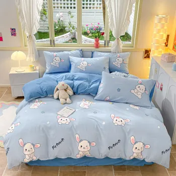 Комплект постельного белья Girl Heart Fresh Small Floral из четырех предметов, односпальная кровать из стираного хлопка, комплект из трех предметов для спальни 1.2m bed