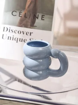 Круглая кофейная чашка Morandi, художественная, современная, минималистичная, скандинавская керамическая кружка, творческая индивидуальная чашка для чая и воды 301-400ml