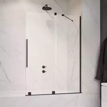 Шторка на ванну стеклянная «Radaway» Furo PND II Black 120/150 прозрачная/чёрная правая
