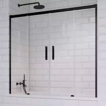 Шторка на ванну стеклянная «Radaway» Idea Black PN DWD 180/150 прозрачная/чёрная