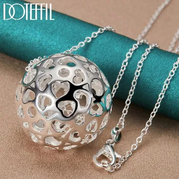 Серебряное 16-30-дюймовое шариковое ожерелье с сердечным узором, модные ювелирные изделия 40cm