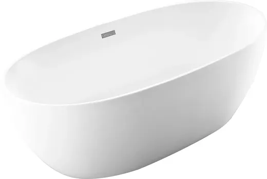 Акриловая ванна Vincea VBT-405-1600 160x80 см, отдельностоящая, белая, овальная, на ножках, со сливом-переливом