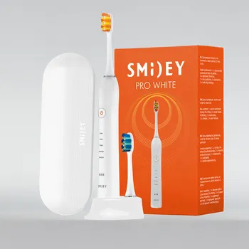 Smiley Pro White набор: белая звуковая зубная щетка + дополнительные насадки, 2 шт.