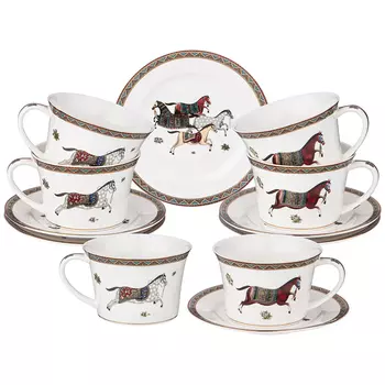 Чайный набор из фарфора с изображением лошадей Porcelain Horse Set