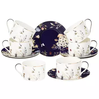 Чайный набор из фарфора с рисунком цветов 190 мл Garden Whisper Porcelain Set