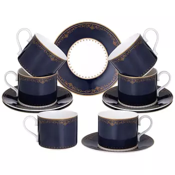 Чайный набор из фарфора синий на 6 персон 12 предметов 300 мл Porcelain Horse Set