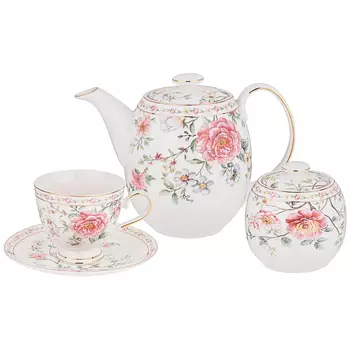Чайный сервиз из фарфора на 6 персон 14 предметов Flower Porcelain Collection