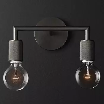 Бра RH Utilitaire Double Sconce Black