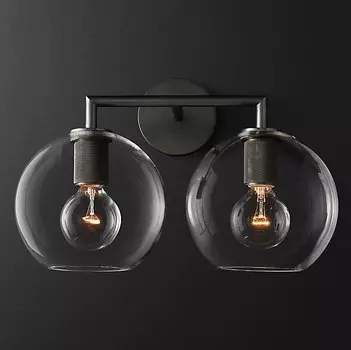 Бра RH Utilitaire Globe Shade Double Sconce Black