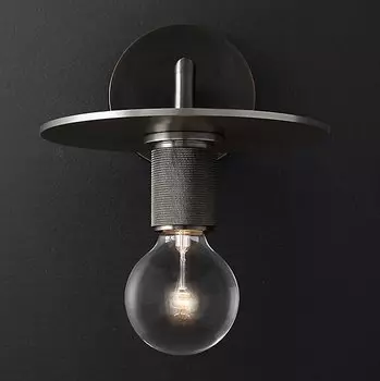 Бра RH Utilitaire Knurled Disk Shade Sconce Black