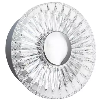 Бра с круглым рельефным плафоном Glass Peonies Chrome Wall Lamp