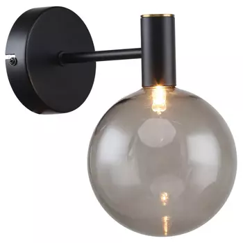Бра с выдувным плафоном серого цвета Carmella Globe Black