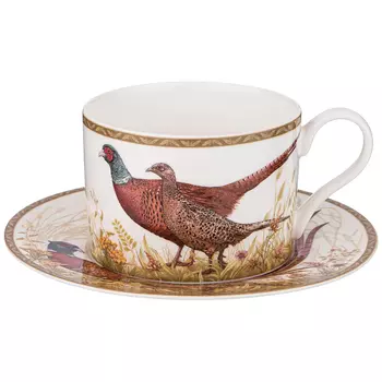 Чайная пара из фарфора с изображением животных Hunting Porcelain Collection