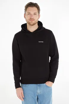 Черное худи с небольшим логотипом Calvin Klein, черный
