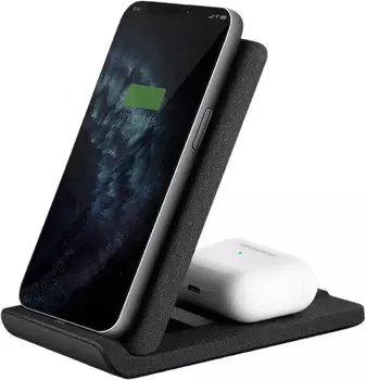 Беспроводное зарядное устройство Uniq Vertex Duo Foldable 2-in-1 15Вт, серый