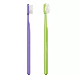 Зубная щетка для взрослых Synergetic Eco dental care средней жесткости, 2 шт (фиолетовая, зеленая)