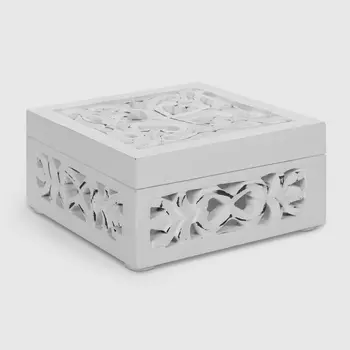Шкатулка деревянная Dekor pap белая 15x15x7,5 см