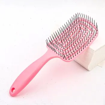 Щетки для волос квадратные полые массажные расчески Meridians Scalp Hair Styling Adjuster Wet Curly Hair Brush для салона парикмахерских инструментов для укладки чёрный