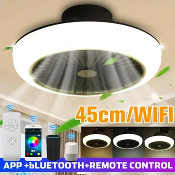 45 см Wi-Fi современный умный потолочный вентилятор лампа bluetooth музыкальный потолочный вентилятор светильник и спальня без звука 3-ступенчатая регулировка скорости дистанционное управление через приложение Remote control