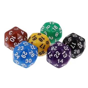 MagiDeal 6 шт. 24/30 сторонние игральные кости D24 D30 кубики для D&D TRPG семейная вечеринка настольная игра игрушки