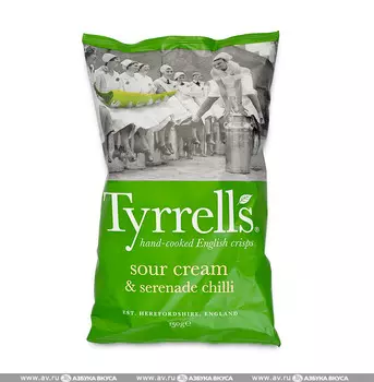 Чипсы картофельные Tyrrells Special K со вкусом сметаны и острого стручкового перца Tyrrells Potato Crisps Ltd 150г Великобритания
