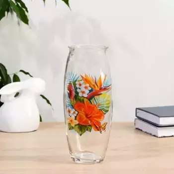 Ваза "Экзотик" с деколью, d=7см, H=23 см, V=1,15л МИКС