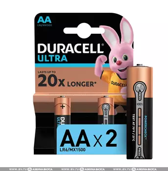 Батарейка UltraPower AA/LR6, Duracell, 2 шт., Бельгия