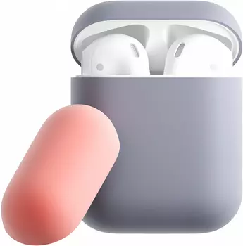 Чехол moonfish для футляра AirPods, силиконовый, фиолетовый+коралловый