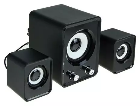 Акустическая система 2.1 Luazon, 2*1.5вт, сабвуфер 13вт, 3.5/jack/usb, 80дб, черная