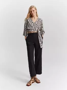 Брюки укороченные изо льна XS(42)