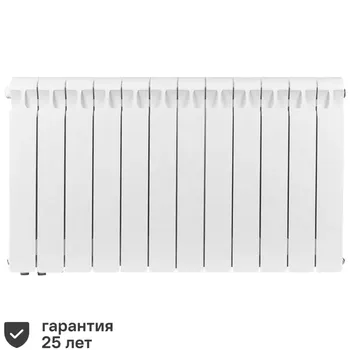 Радиатор секционный Rifar Monolit 500/100 биметалл 12 секций нижнее левое подключение цвет белый