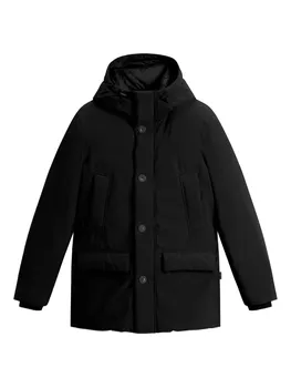 Куртка с капюшоном и застежкой на пуговицы WOOLRICH, черный