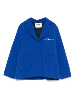 MSGM Kids блейзер с вышитым логотипом, синий