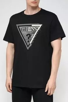 Хлопковая футболка с логотипом бренда Guess