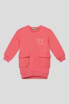 Хлопковое платье накладными карманами Benetton