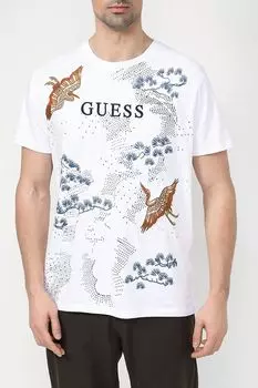 Хлопковая футболка с принтом Guess