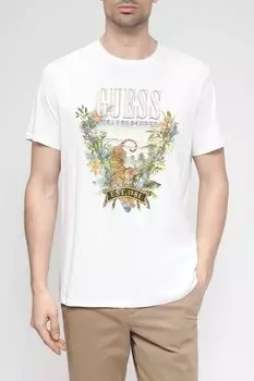 Хлопковая футболка с принтом Guess