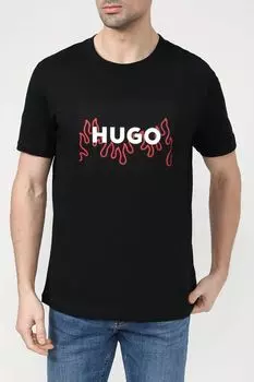 Хлопковая футболка с логотипом бренда HUGO