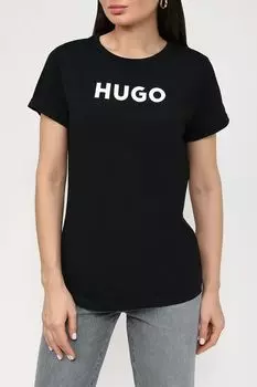 Хлопковая футболка с логотипом бренда HUGO