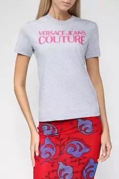 Хлопковая футболка с принтом VERSACE JEANS COUTURE